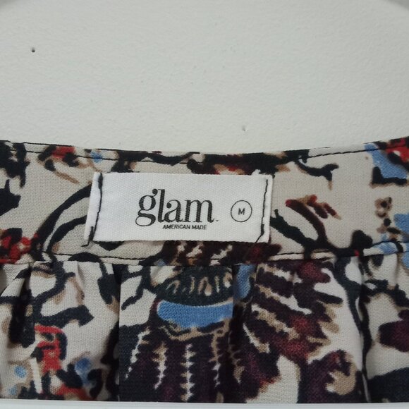 glam American Made Boho Border-Print V‑Neck Blouse Size M - Picture 7 of 7